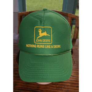 Vintage John Deere Trucker Mesh Snapback Hat Cap “Nothing Runs Like A Deere” EUC